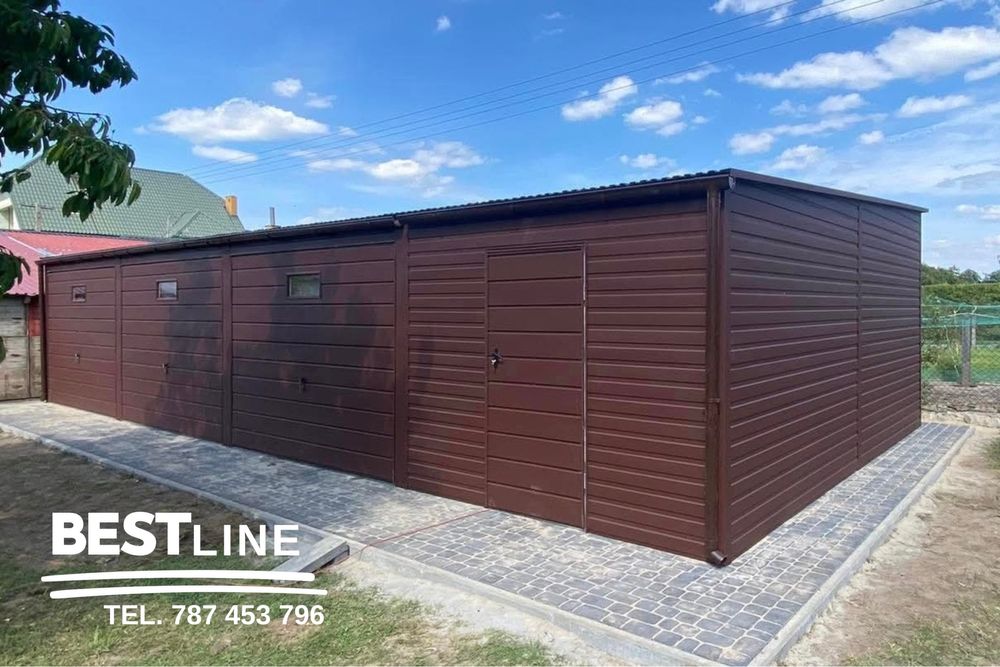 Garaż blaszany z bramą segmentową. Garaż na wymiar - 3x5 3x6 4x5 4x6