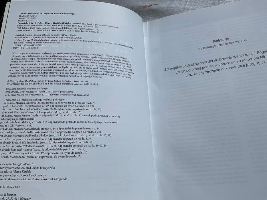 Embriologia Langman wydanie XIII