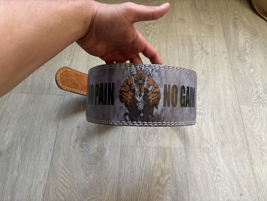 Атлетический пояс для бодибилдинга и пауэрлифтинга «No Pain No Gain»