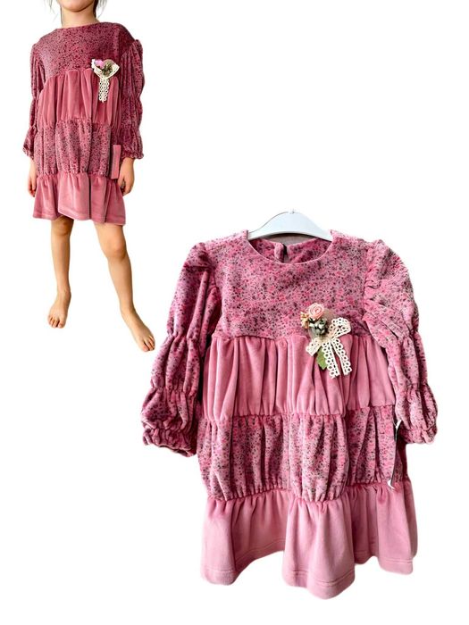 Sukienka welur bawełna 95% dziewczynka łączka