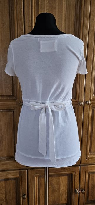 Biała koszulka Next 40 krótki rękaw t-shirt damska duży dekolt