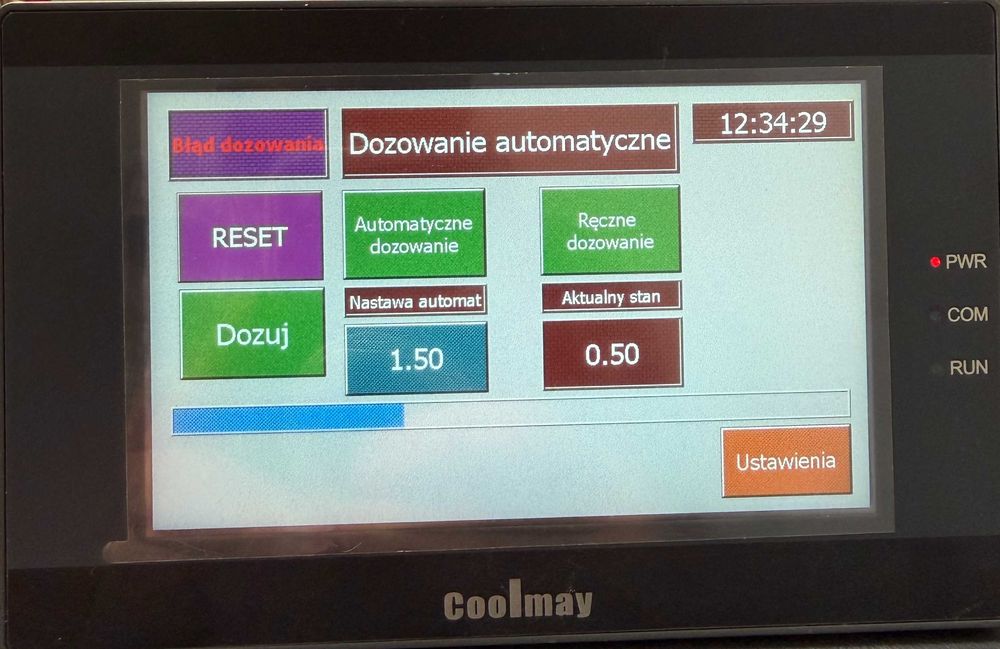 Automatyczny dozownik cieczy | Panel HMI + PLC