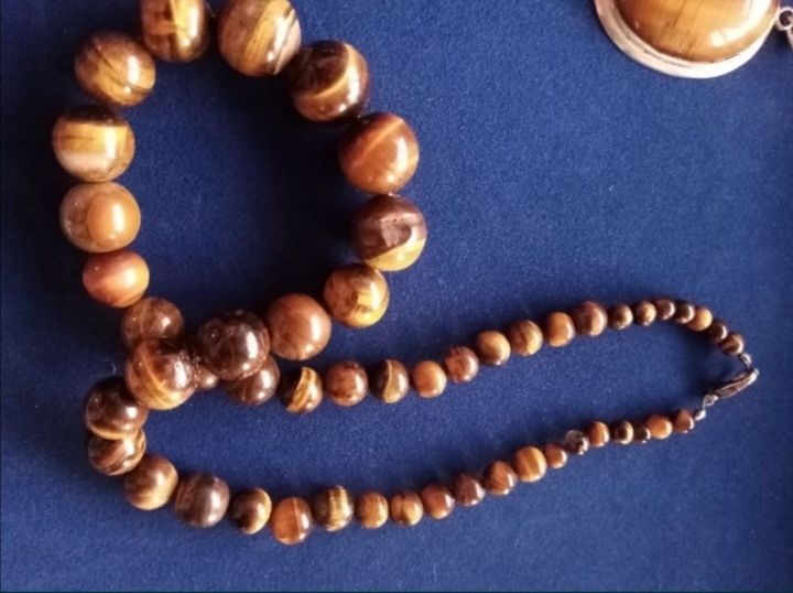 Бусы сатиновые, тигровый глаз