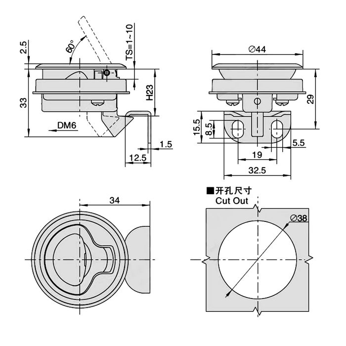 Замок для рундуков лодки, Ручка для люка, пайола катера Нержавейка