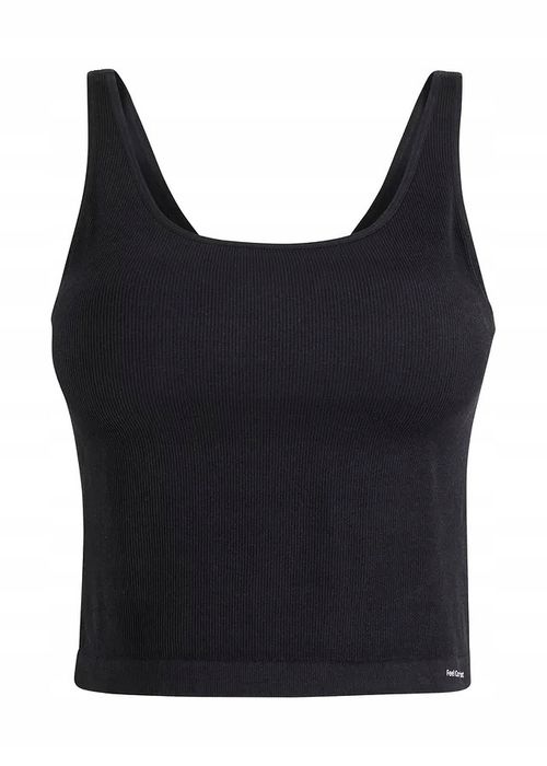 B.P.C top krótki Feel Comfort czarny prążkowany ^S