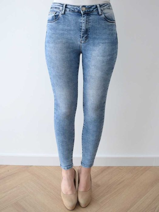 M.Sara w29 m spodnie marmurki jeansy wysoki stan high waist push up