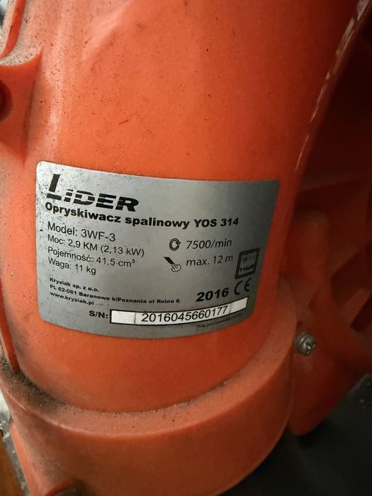 Opryskiwacz spalinowy Lider YOS 314