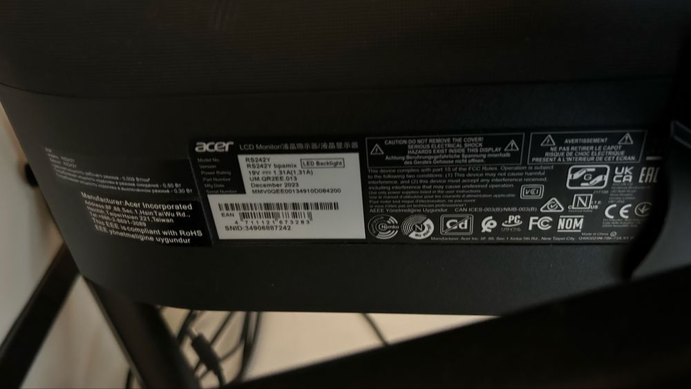 Vendo Monitor Acer Vero RS242ybpamix 23.8 led full HD - estado novo (motivo: saída do país)