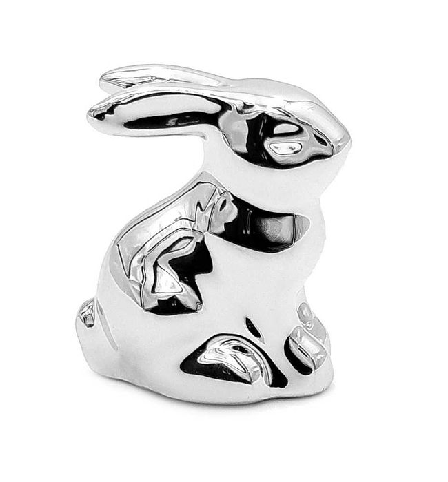 Królik wielkanocny srebrny figurka do stroika dekoracja świąteczna