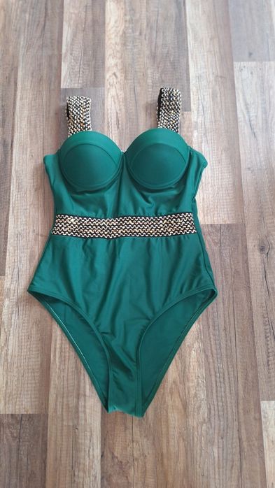 Strój kąpielowy Shein kostium jednoczęściowy zieleń