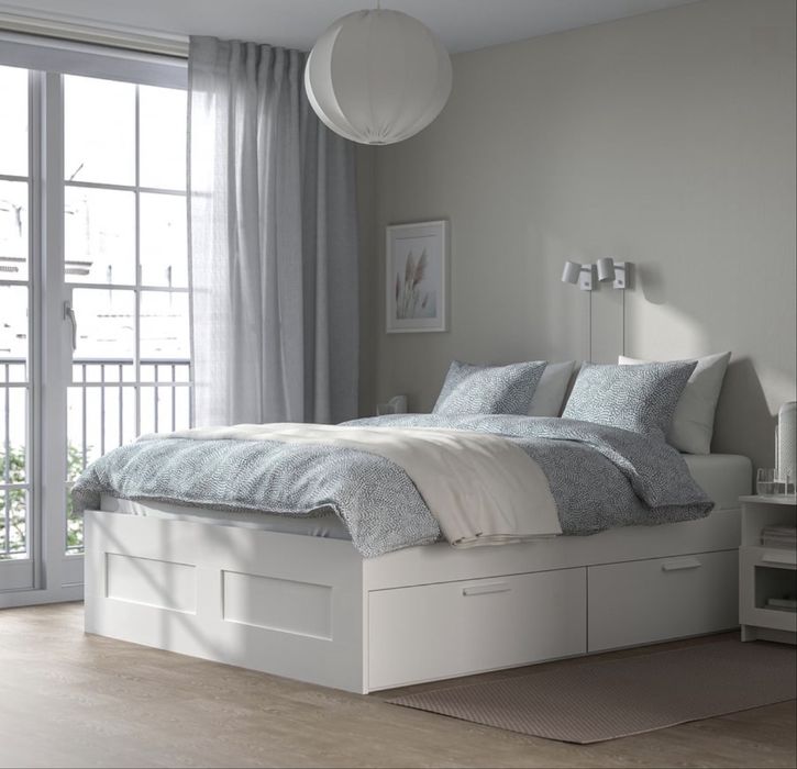 BRIMNES - Estrutura cama c/arrumação 140x200 cm + Cabeceira NORDIL