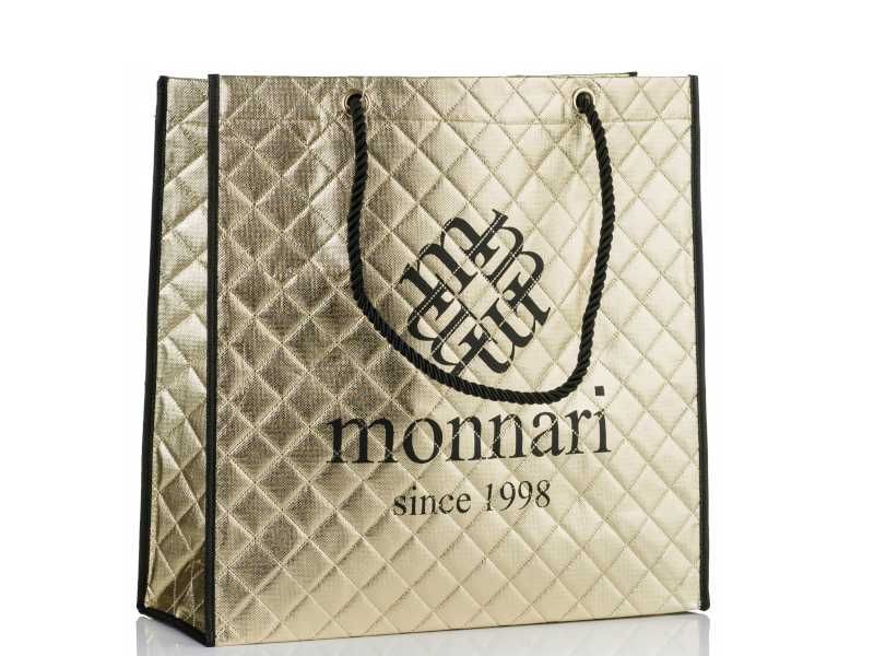 Monnari pakowna torba damska na zakupy shopperka złota materiałowa