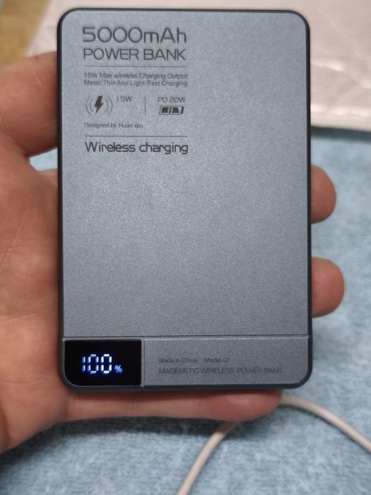 Carregador Magnético Qi 2 Sem Fio PD20W Super Rápido para Powerbank Magsafe para iPhone, Apple Watch, Samsung, Xiaomi