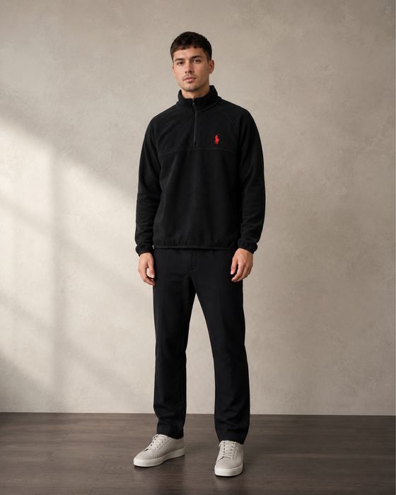 Фліска Polo Ralph Lauren чорна, тепла кофта з коміром-стійкою та блискавкою, S–3XL