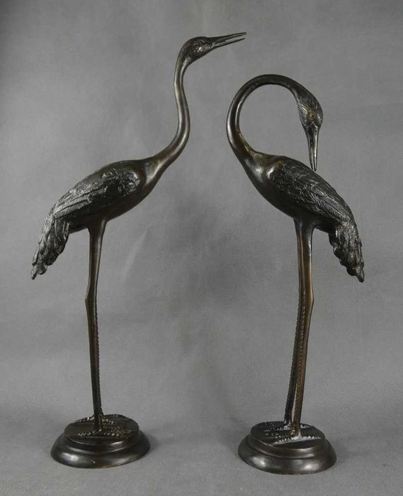 Figura para ŻURAW rzeźba brąz ogród czapla ptak