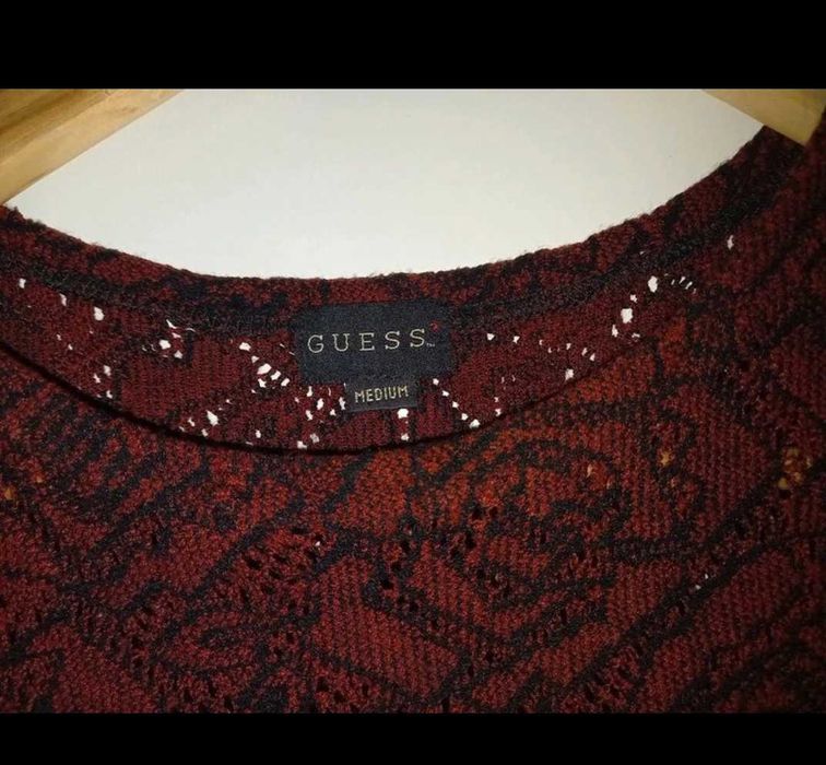 Vestido em tecido rendado - bordeaux - M - Guess