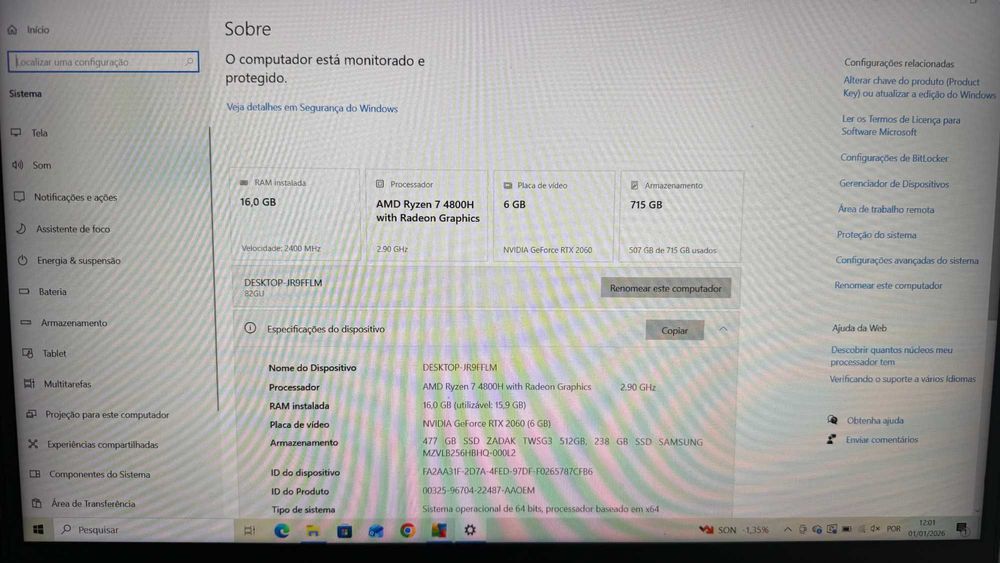 Legion 5 RTX2060 ryzen 7 - Todo Original