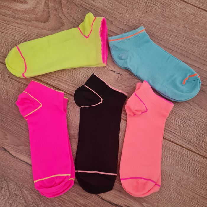 F&F Skarpetki sportowe krótkie 5 par neon Rozmiar 35-38 Nowe