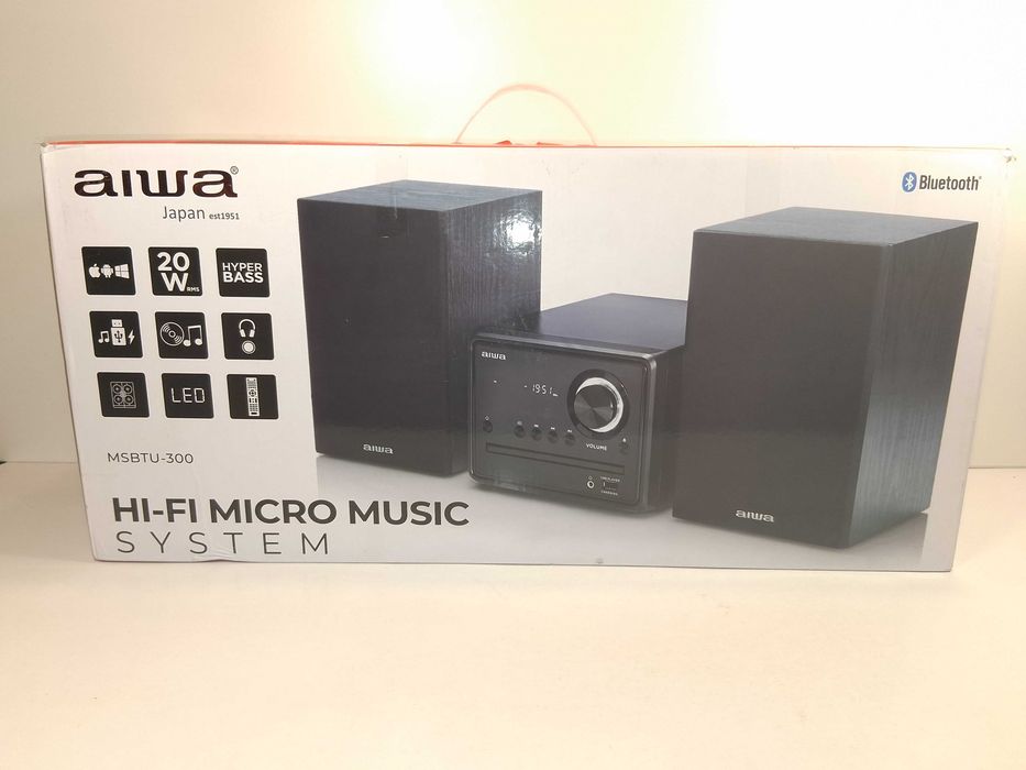 N227 Wieża Hi-Fi Micro Aiwa MSBTU-300 Bluetooth CD MP3 USB FM 20W Nowa