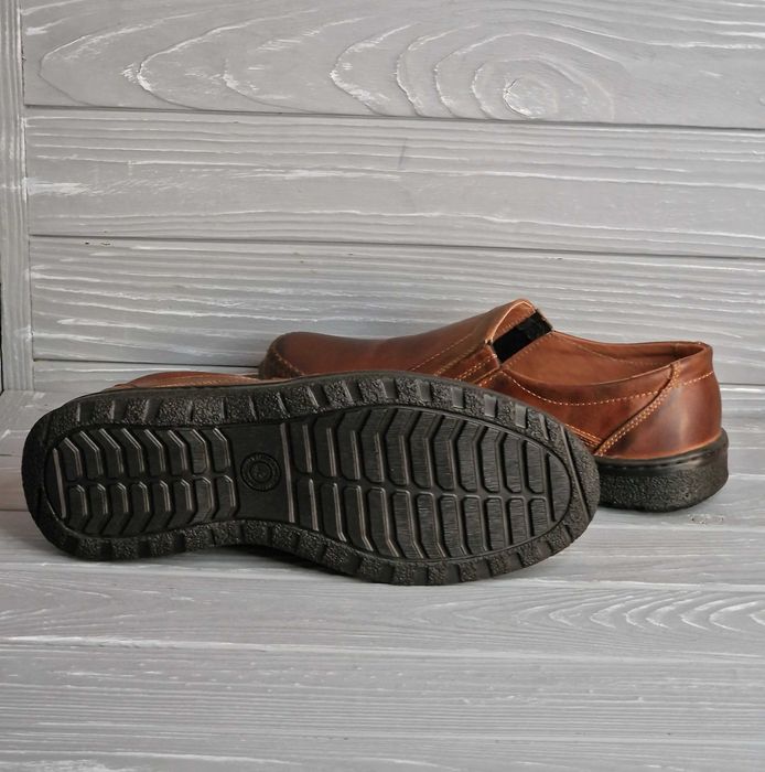 39-48 Мужские кожаные коричневые прошитые туфли шнурок резинка traffic