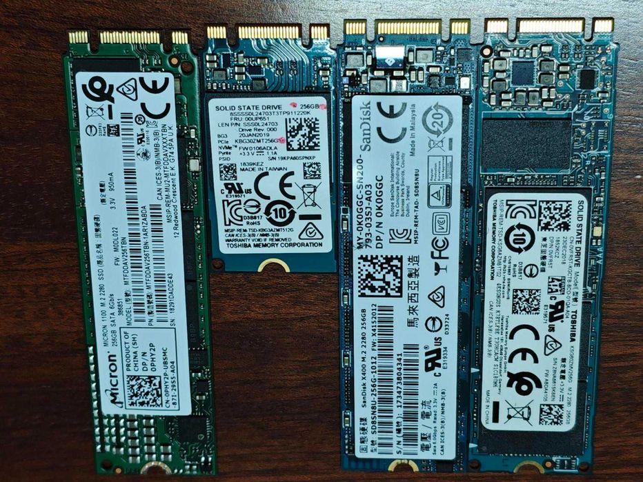 4 SSDs M.2 Testados e Funcionais (2x NVMe + 2x SATA) | 1TB Total