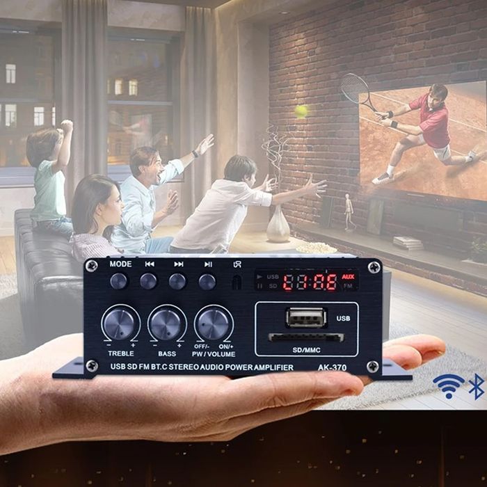 Ampificador e Radio FM USB Bluetooth para colunas e carro (auto rádio)