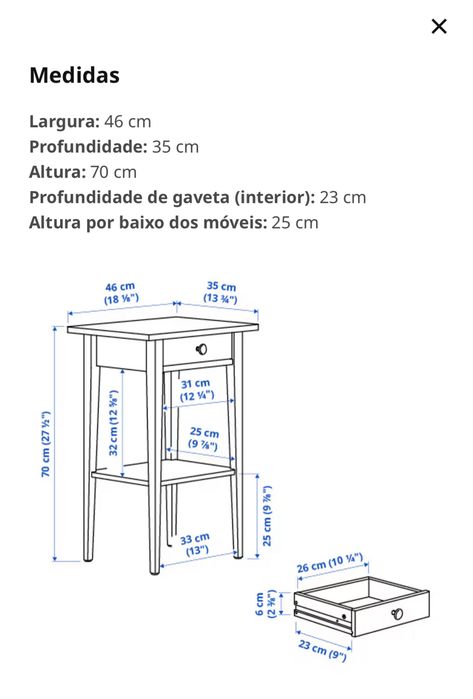 Mesa de apoio/cabeceira/entrada cor preta (IKEA HEMNES)