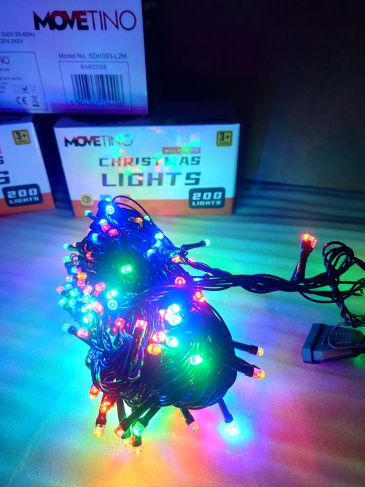 200 LED 12m Choinkowe Lampki Kolorowe 8 Trybów + przedłużka na ZEW/WEW