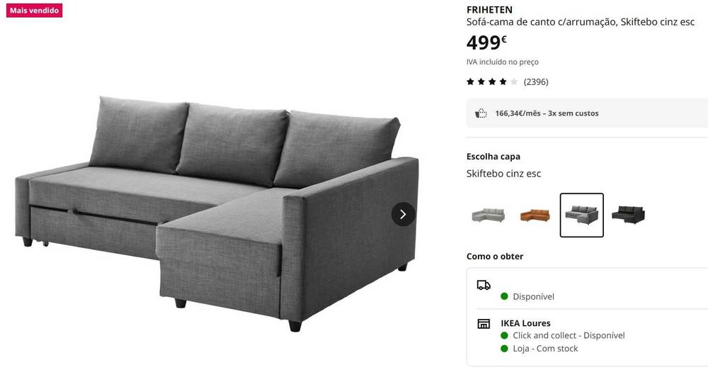 Sofá-cama com arrumação Ikea FRIHETEN