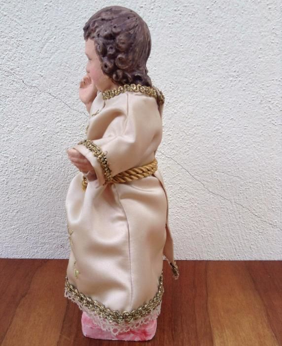 Imagem Menino Jesus madeira de castanho com vestido + base