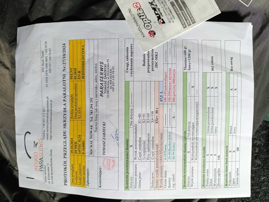 Paralotnia Dudek Optic 2  en B,  70-90kg