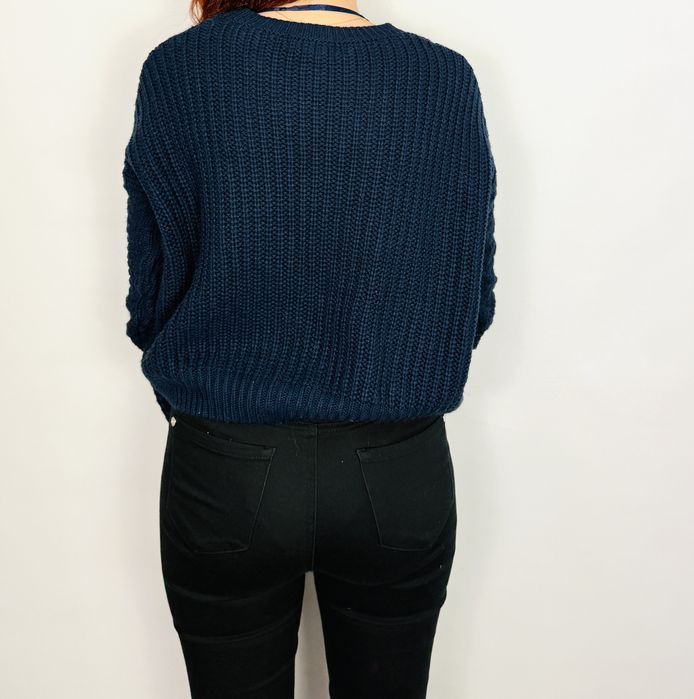 Granatowy sweter o grubym splocie XS/S 34/36 Atmosphere