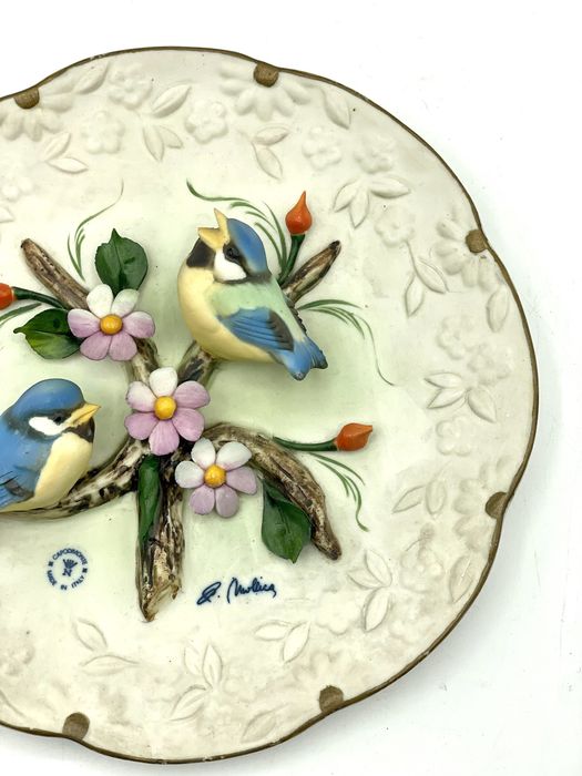 Prato com passarinhos porcelana campodimonte