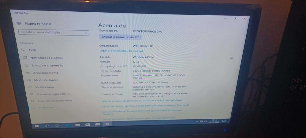 Computador com Intel Pentium, SSD , 8GB Ram