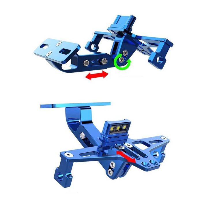 Suporte de Matrícula Universal CNC Alumínio com Luz LED para Moto