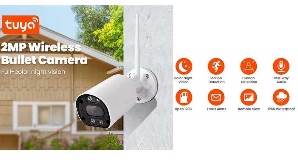 Câmara Vídeo Vigilância Exterior TUYA WiFI 3MP Visão Noturna (NOVO)