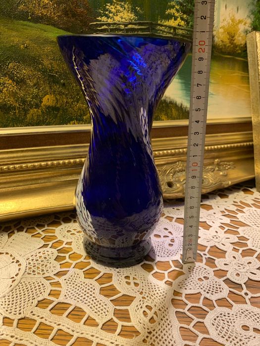 ваза стеклянная цветное стекло кобальт Германия