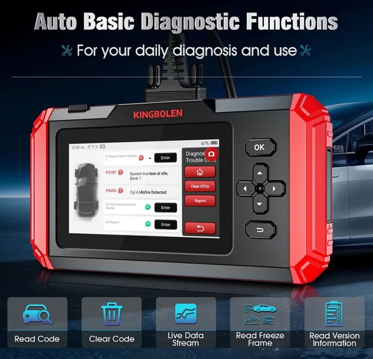 Máquina Diagnóstico Kingbolen S500 OBD2 sistemas ABS/SRS/ECM/TCM NOVO
