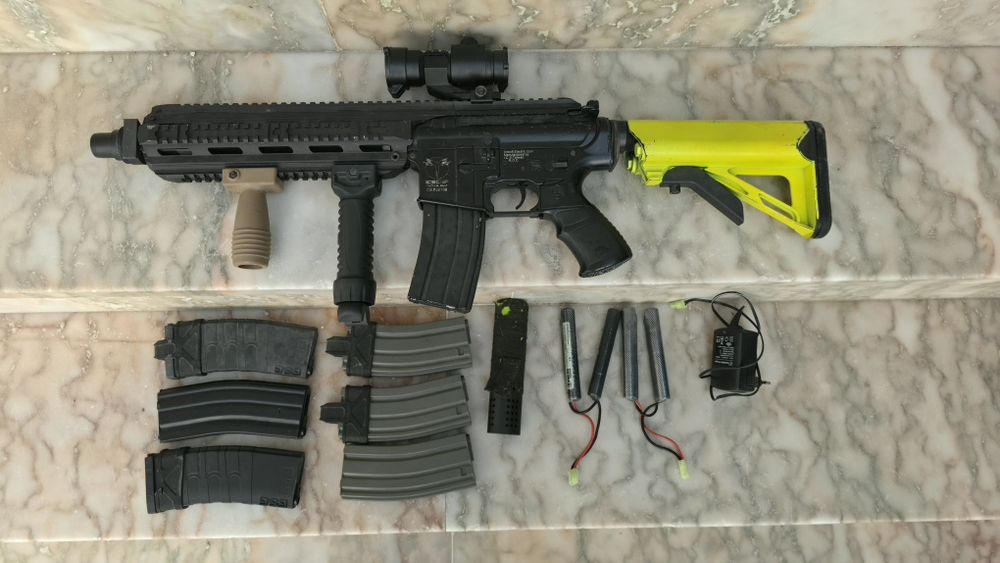 Airsoft ICS CXP-16 Long + 6 Carregadores + Extras