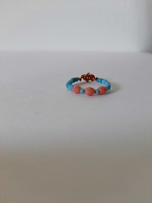 Anel girly cores pastéis rosa e azul céu