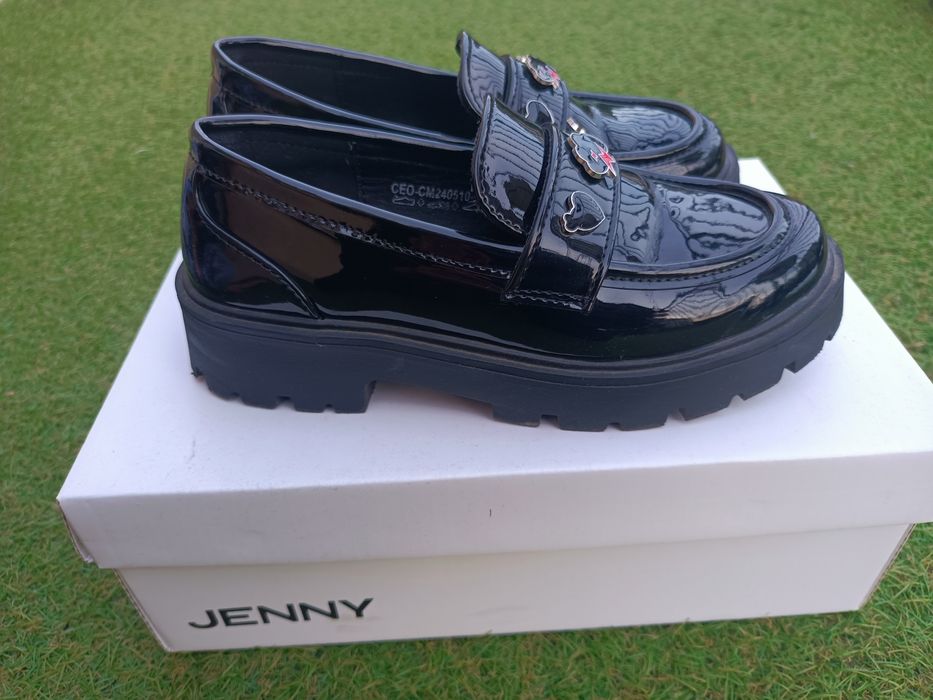 Buty lordsy czarne lakierowane botki dla dziewczynki rozm. 32 pantofle czarne