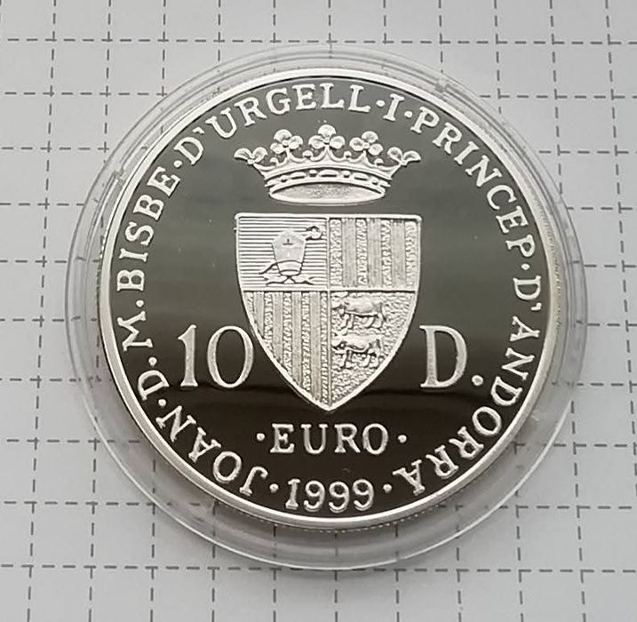 Андорра 10 дінерів 1999р. СРІБЛО. ПРУФ. 50р. - Європейська рада.