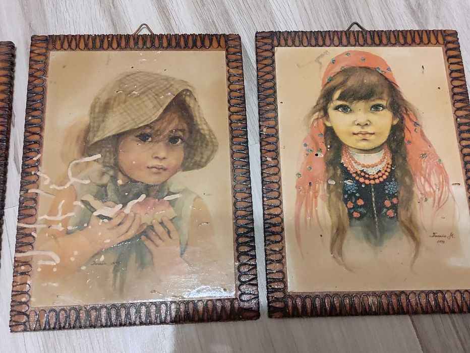 Danuta Muszyńska - Zamorska, obrazki na drewnie dzieci PRL