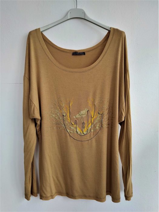 Camisola camel c/brilhantes -Tamanho XL