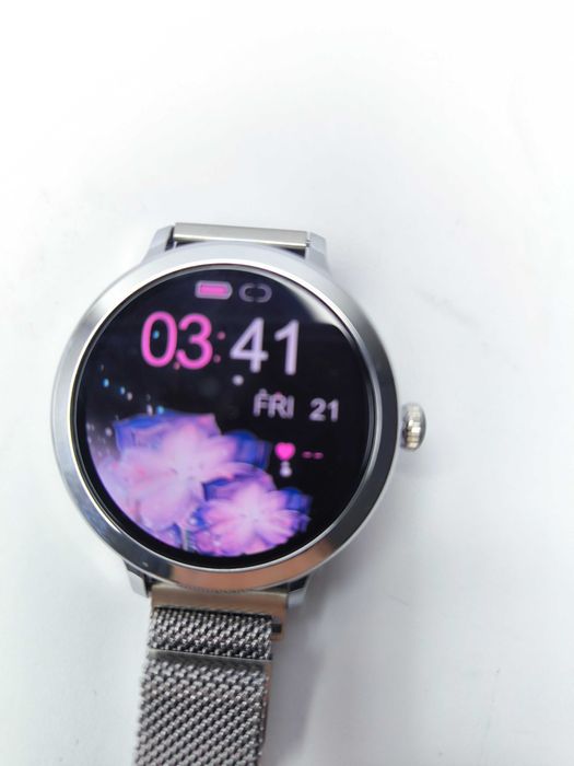 Elegancki srebrny SMARTWATCH Damski Niolina  Prezent Bransoleta Mesh