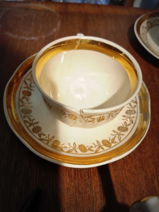 Serwis do kawy / herbaty Chodzież PRL - kolor ecru