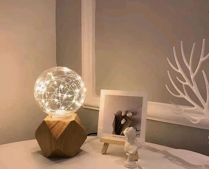 Lampka biurkowa E27 drewniana