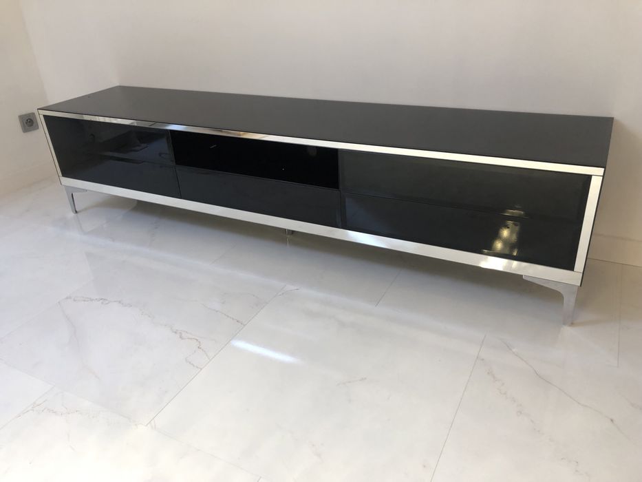 Szafka RTV czarna, srebrne dodatki, z lustra glamour!!!