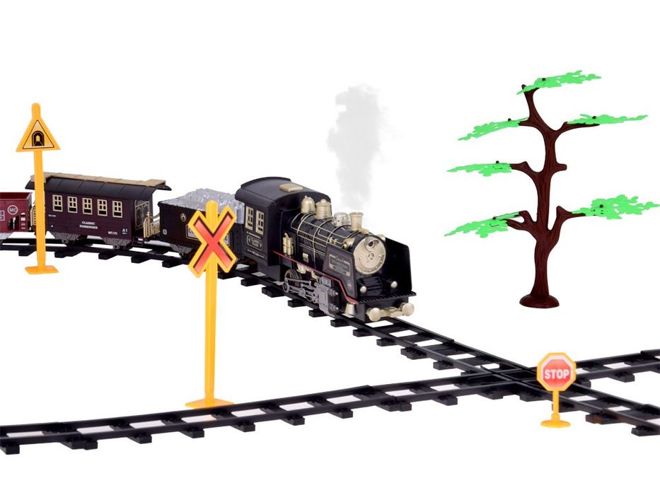 Duży Retro POCIĄG Lokomotywa Kolejka na pilota Światło Para Dźwięk