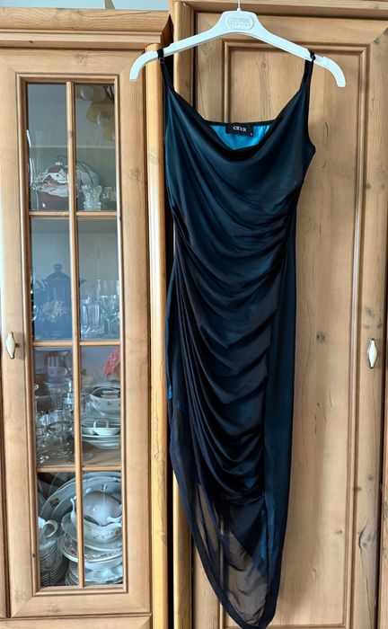 Sukienka z dekoltem waterfall cider marszczenia sexy wieczorowa